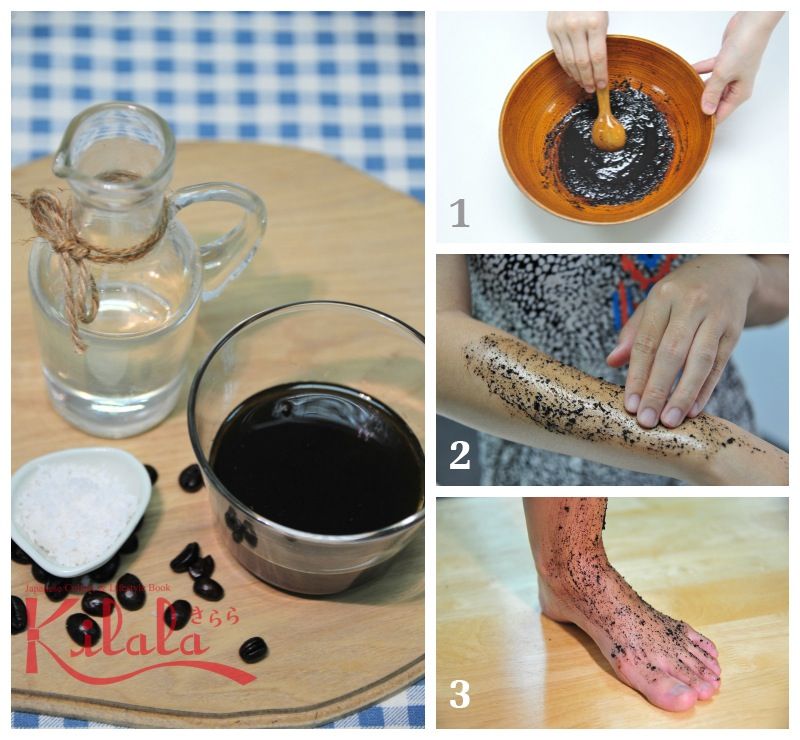 scrub bã cà phê cho cơ thể và bàn chân